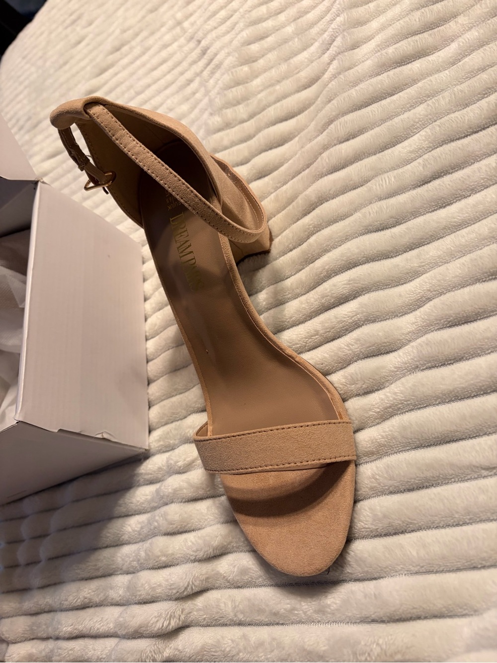 Dream Pairs Nude Suede Open-Toe Ankle Strap Heel